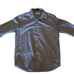 VGUC - Joseph Abboud Men's Grey & Blue Button-Up Shirt - Slim Fit 16.5 32/33